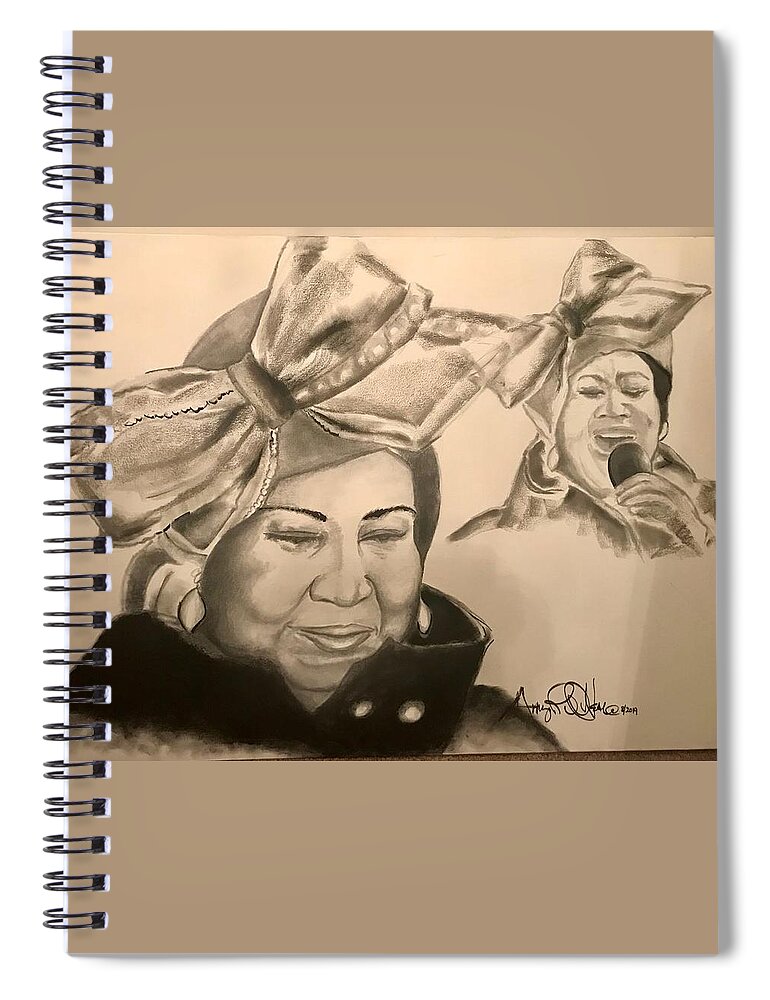  Spiral Notebook featuring the drawing The Queen by Angie ONeal