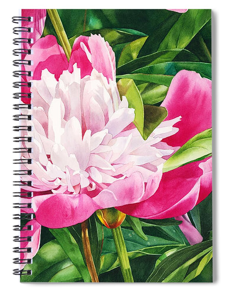 Peony Spiral Notebook featuring the painting The Queen of the Garden by Espero Art