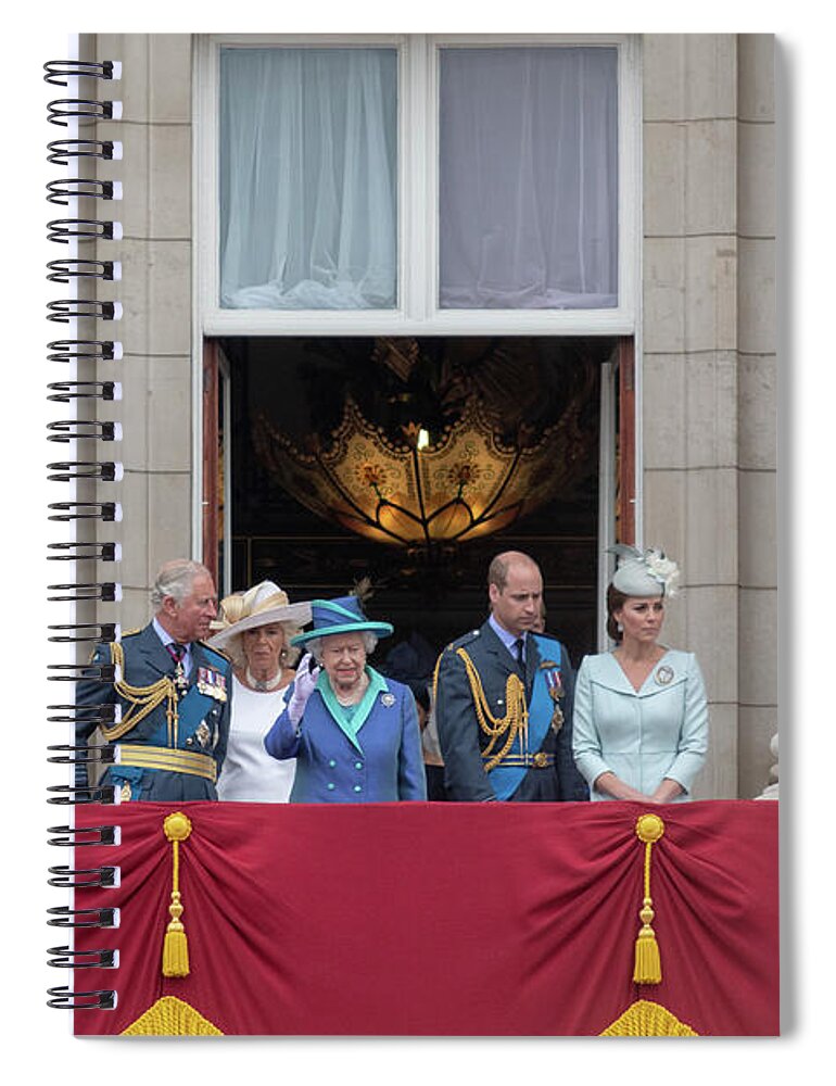 Raf Spiral Notebook featuring the photograph The Queen waves at the crowds by Andrew Lalchan