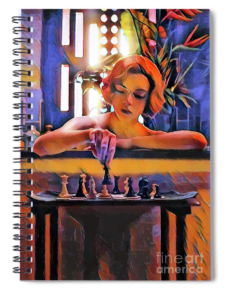 The Queen's Gambit Spiral Notebook featuring the digital art The Queen's Gambit - 7 by Bo Kev