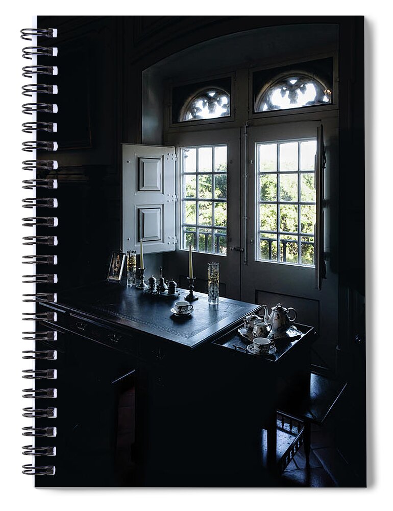 In The Dark Spiral Notebook featuring the photograph The Queen's writing desk by Micah Offman