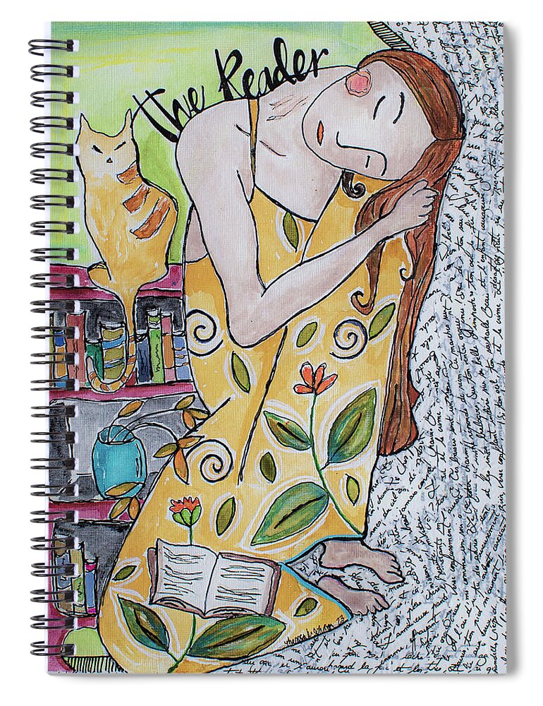 The Reader Spiral Notebook featuring the painting The Reader by Theresa Marie Johnson