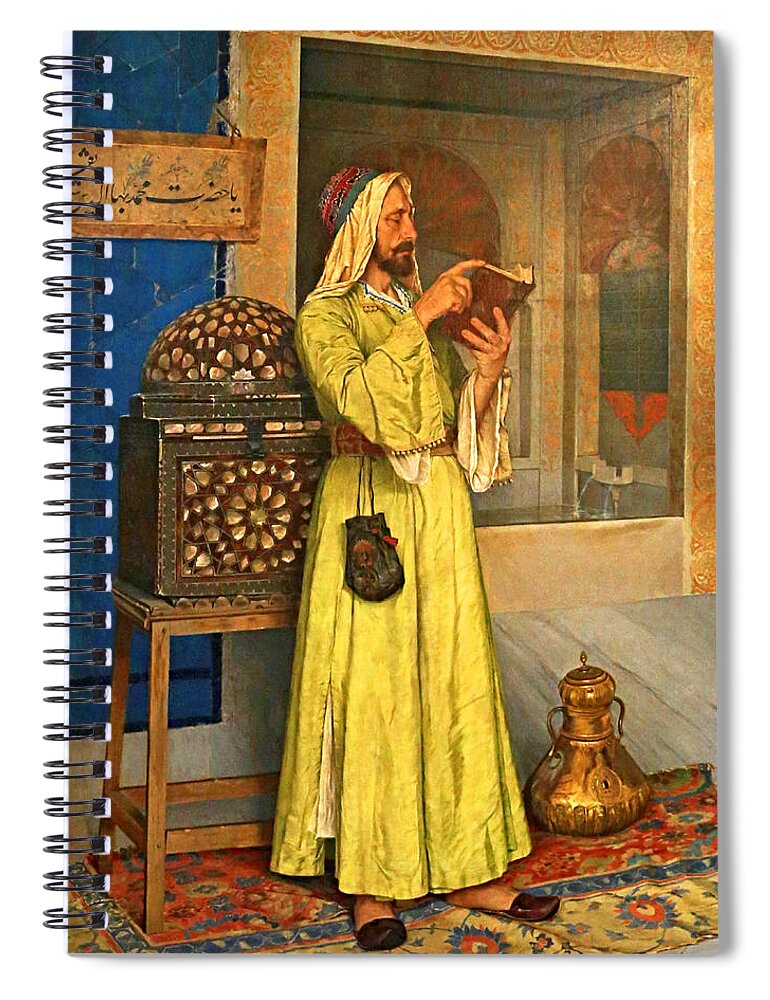 Man Spiral Notebook featuring the photograph The Reading in 1904 by Munir Alawi