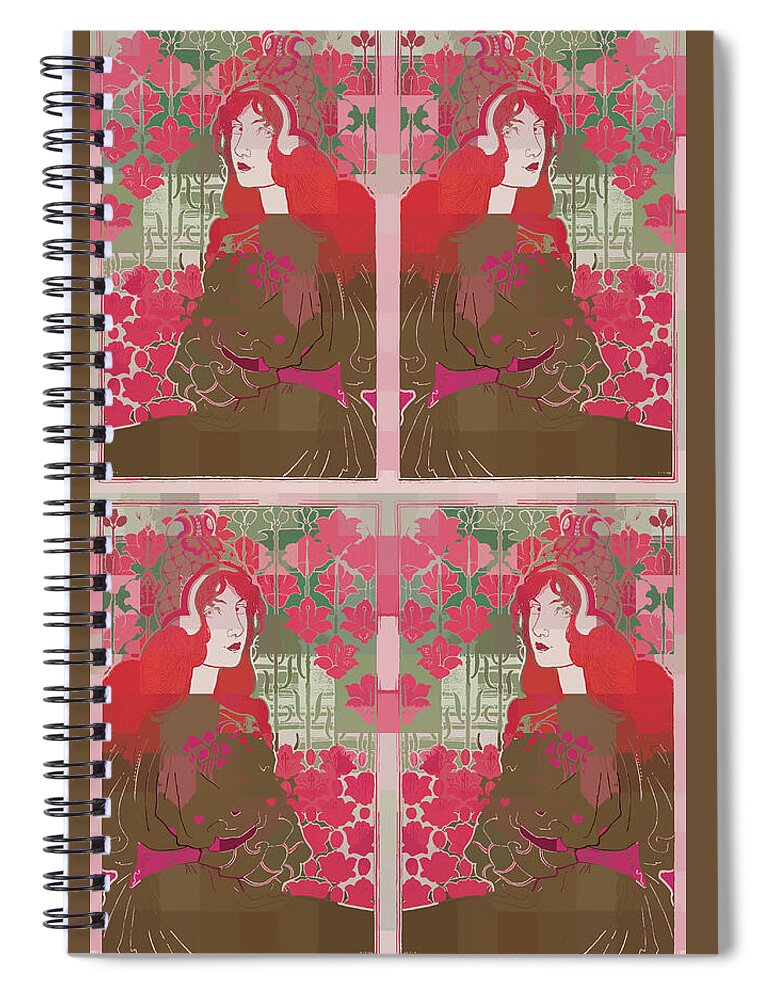 Red Spiral Notebook featuring the mixed media The Red Queen of Hearts Vintage Remix by Shelli Fitzpatrick