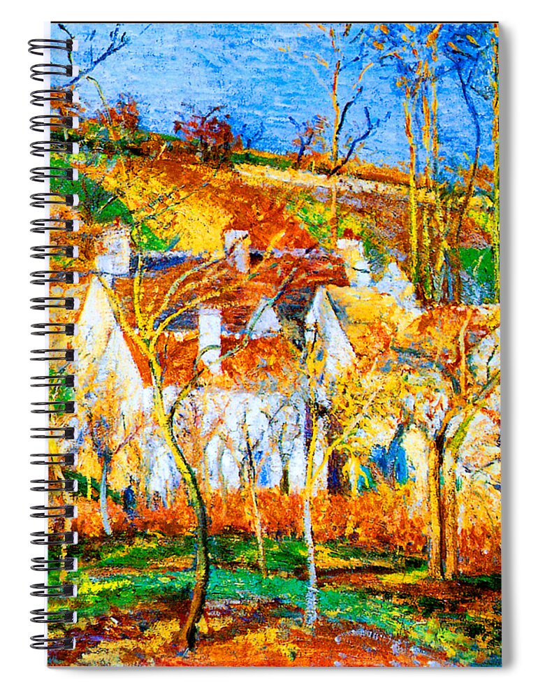 Camille Spiral Notebook featuring the painting The Red Roofs, Corner of a Village Winter 1877 by Camille Pissarro