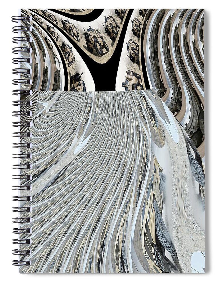Fractal Spiral Notebook featuring the mixed media The Red Team's Working On It by Stephane Poirier
