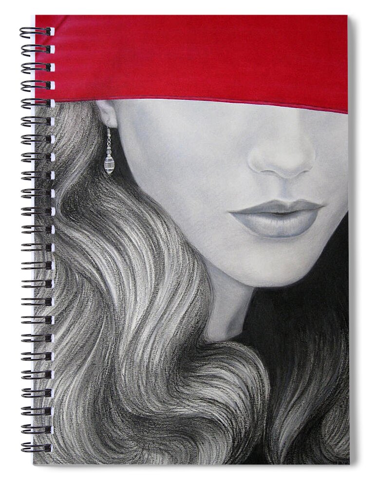 Woman Spiral Notebook featuring the painting The Red Umbrella by Lynet McDonald