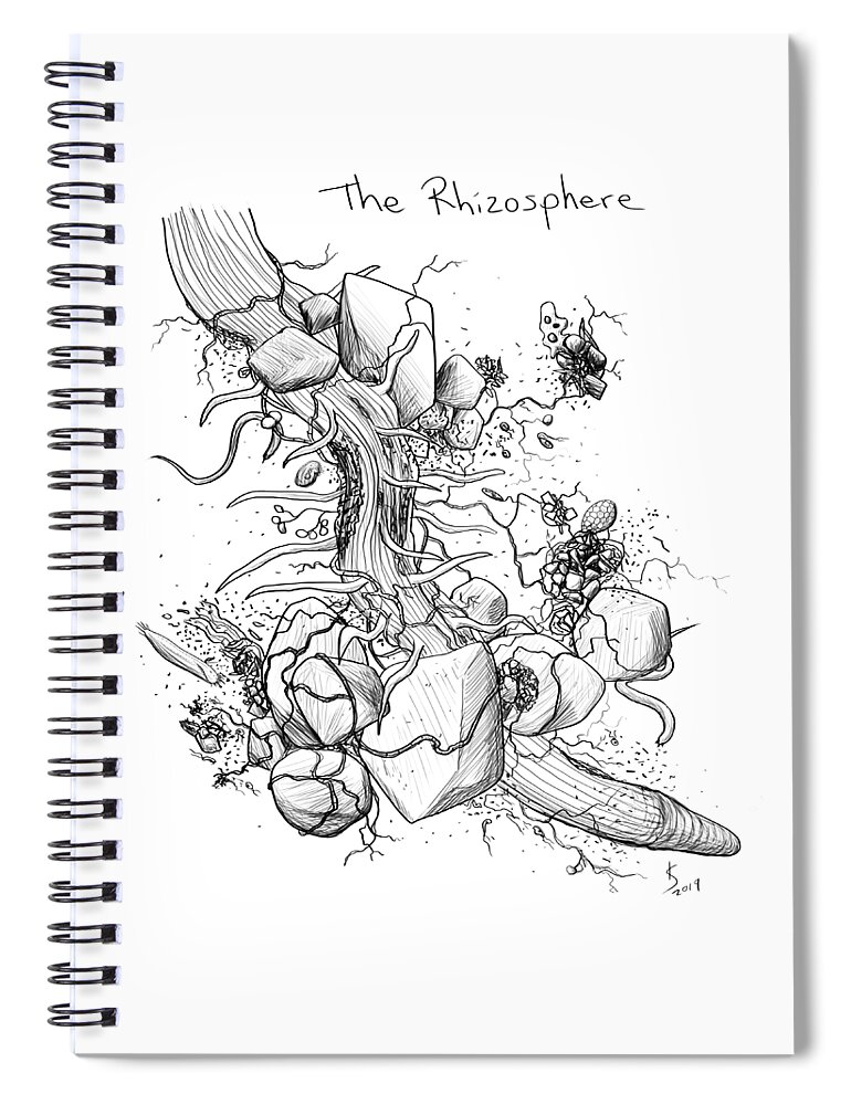 Rhizosphere Spiral Notebook featuring the digital art The Rhizosphere by Kate Solbakk