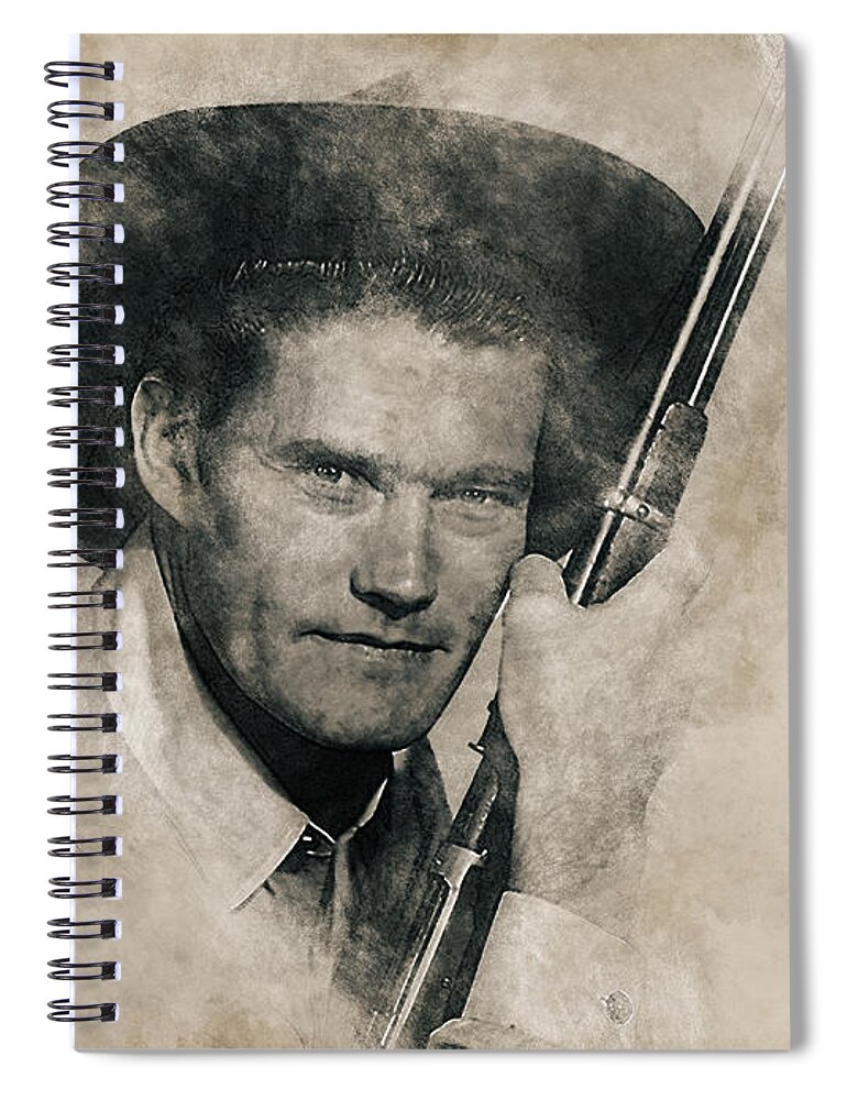 Kevin Joseph Aloysius Connors Spiral Notebook featuring the mixed media The Rifleman, Chuck Connors by Pheasant Run Gallery