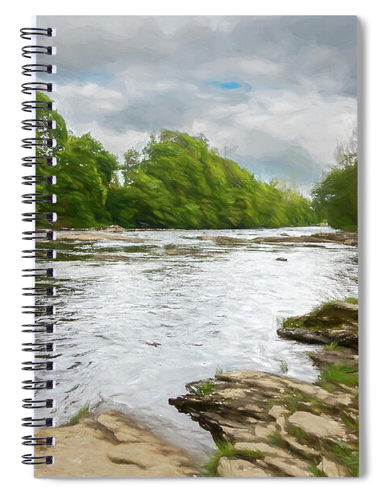 Scottish River Spiral Notebook featuring the digital art The River Ericht by Tanya C Smith