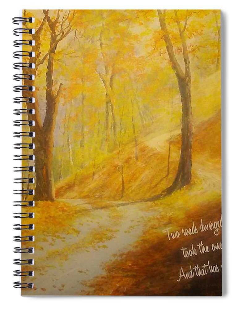 New England Spiral Notebook featuring the painting The Road Less Taken by ML McCormick