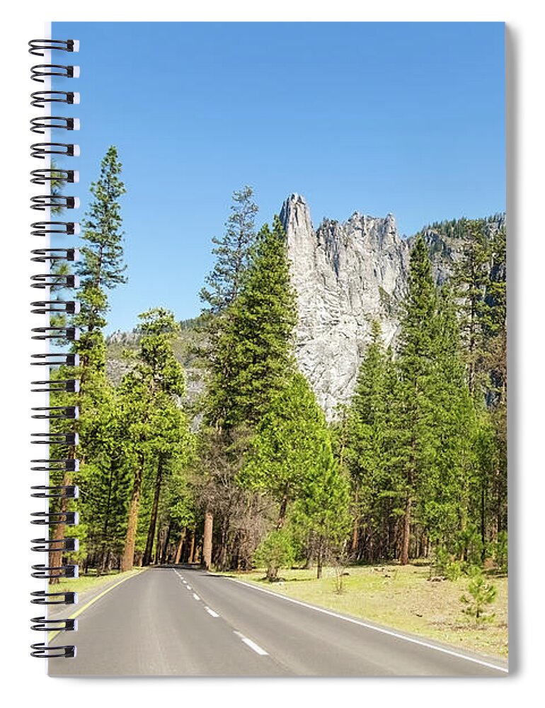 Road Spiral Notebook featuring the photograph The road through Yosemite National Park, California, USA by Jane Rix