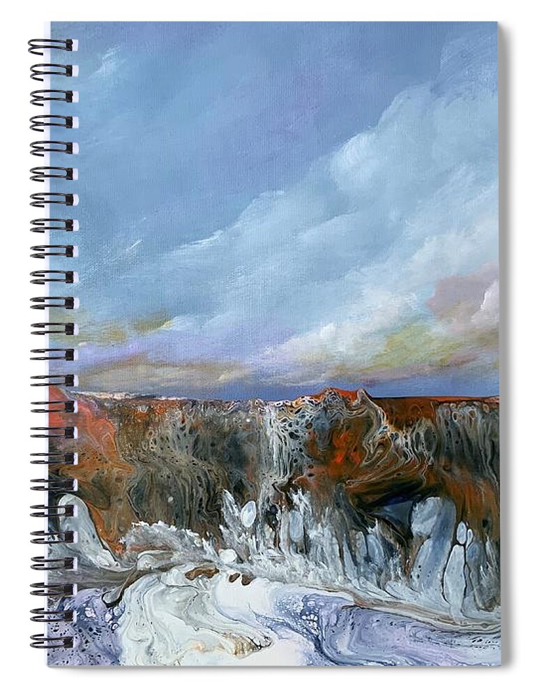 Landscape Spiral Notebook featuring the painting The Rock by Soraya Silvestri