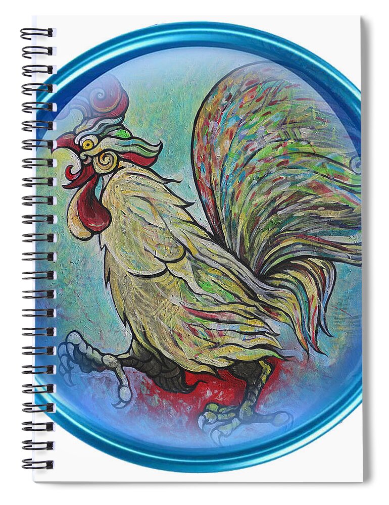 The Rooster Spiral Notebook featuring the painting the Rooster by Tom Dashnyam Otgontugs
