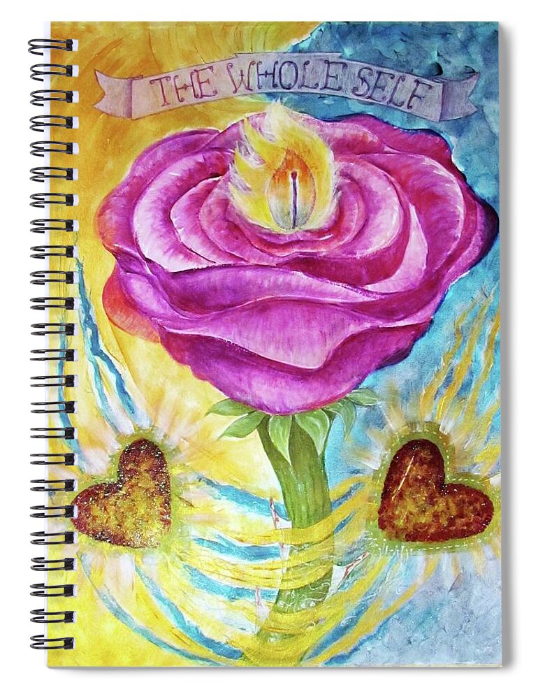 Am I Spiral Notebook featuring the painting The Rose and Its Thorns Love the Whole Self by Feather Redfox