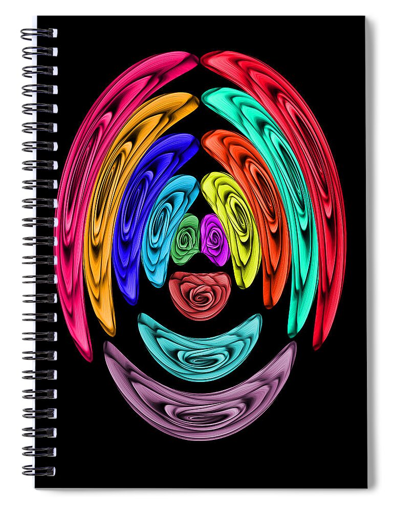 Clown Spiral Notebook featuring the digital art The Rose Clown Abstract by Ronald Mills