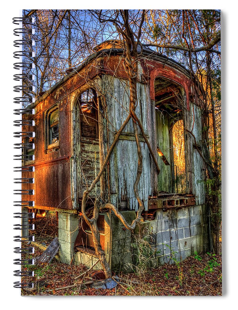 Reid Callaway The Rusty Vine Spiral Notebook featuring the photograph The Rusty Vine 2 Passenger Train Car Hancock County Georgia Art by Reid Callaway