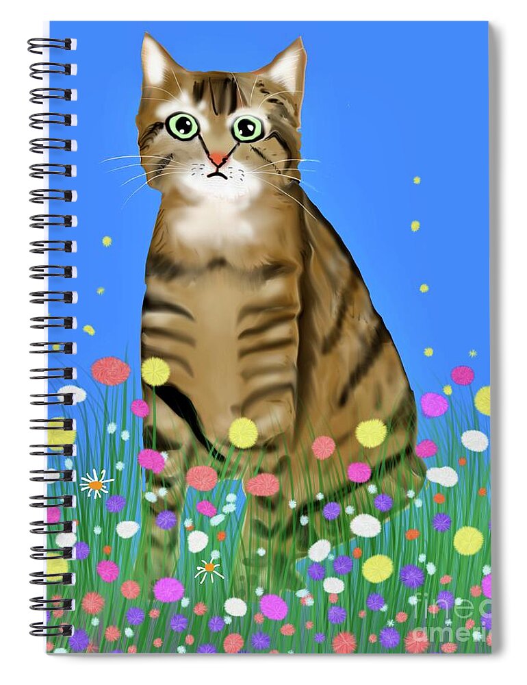 Cat Lovers Artwork Spiral Notebook featuring the digital art The secret hiding place by Elaine Hayward