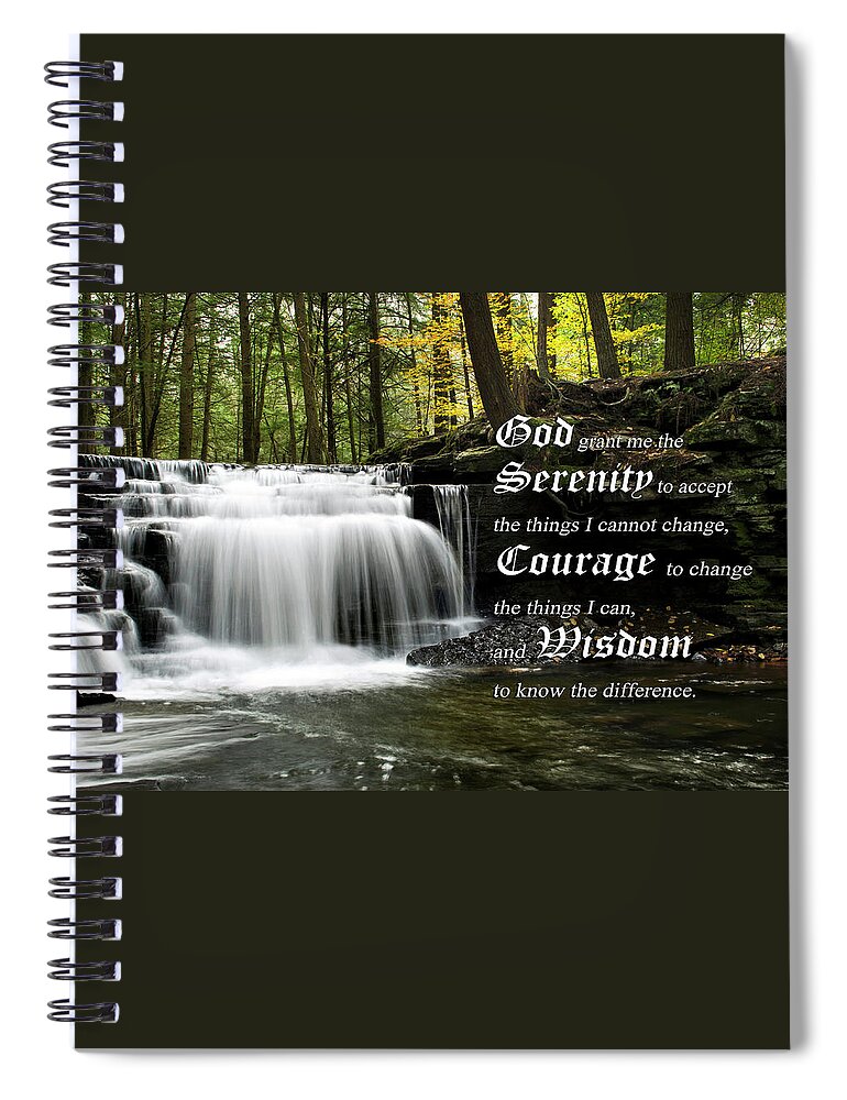 The Serenity Prayer Spiral Notebook featuring the photograph The Serenity Prayer by Christina Rollo