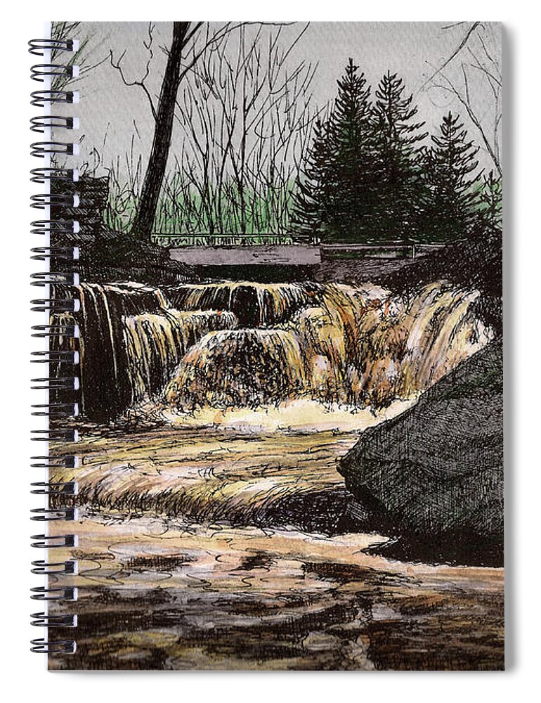 Waterfalls Spiral Notebook featuring the painting The Shelby Falls by Arthur Barnes