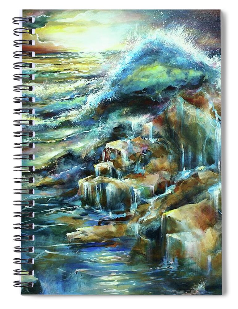 Nautical Spiral Notebook featuring the painting The Shoreline by Michael Lang