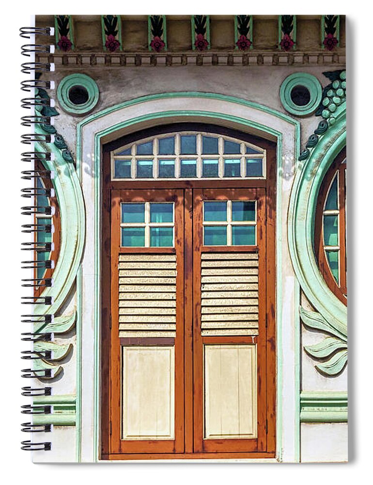 Singapore Spiral Notebook featuring the photograph The Singapore Shophouse 31 by John Seaton Callahan