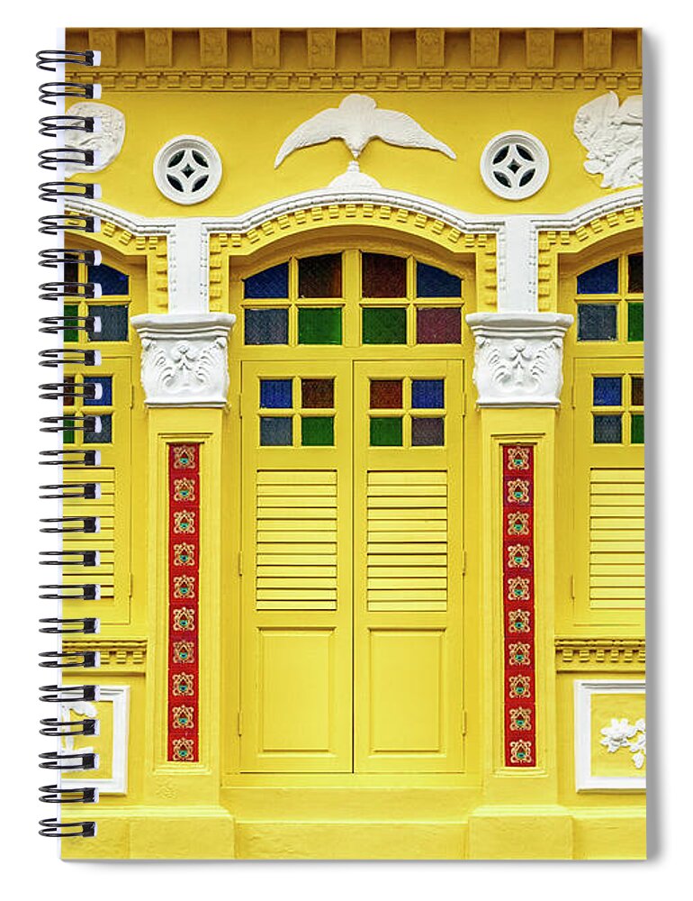 Singapore Spiral Notebook featuring the photograph The Singapore Shophouse 42 by John Seaton Callahan