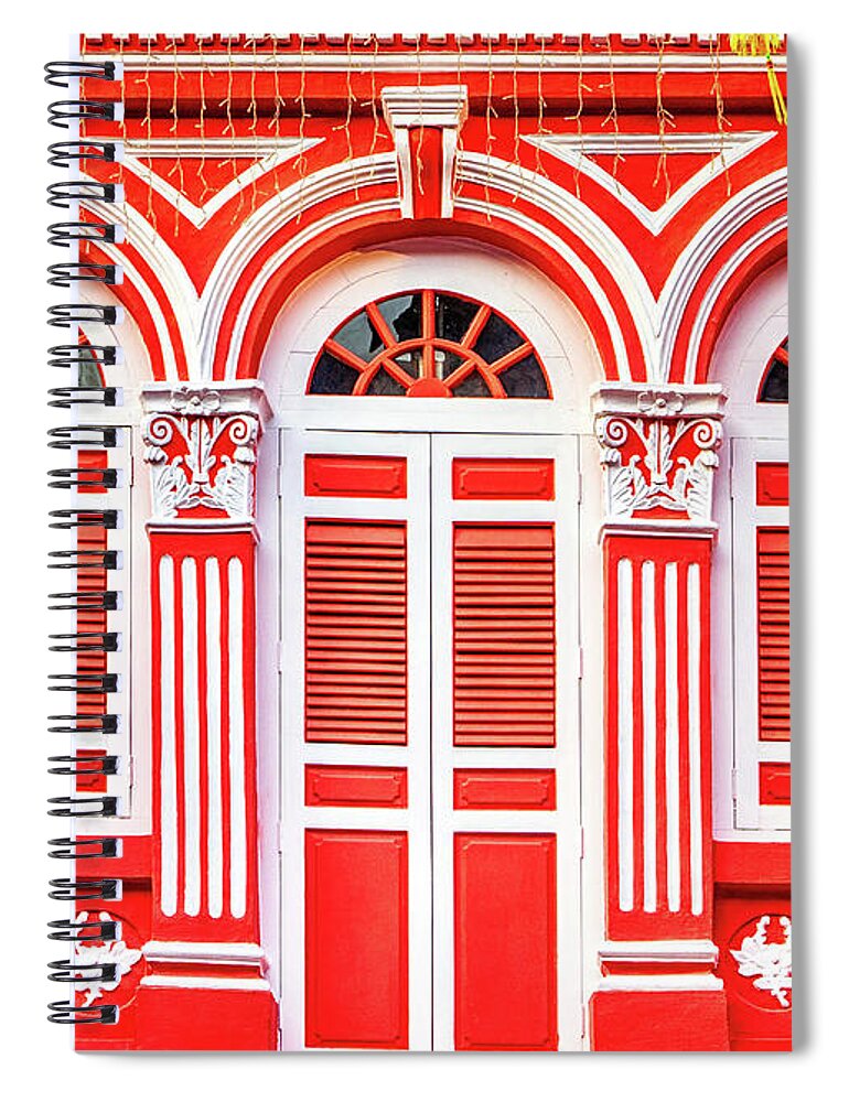 Singapore Spiral Notebook featuring the photograph The Singapore Shophouse 47 by John Seaton Callahan