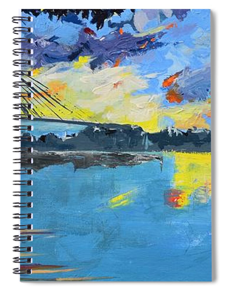 Scenic Spiral Notebook featuring the painting The Sky Dawn Day Dusk Prints by Shreya Sen