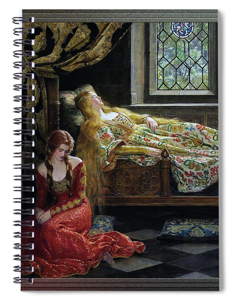 The Sleeping Beauty Spiral Notebook featuring the painting The Sleeping Beauty by John Collier by Rolando Burbon