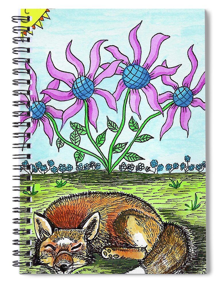 Fox Spiral Notebook featuring the painting The Sleeping Fox by Christina Wedberg