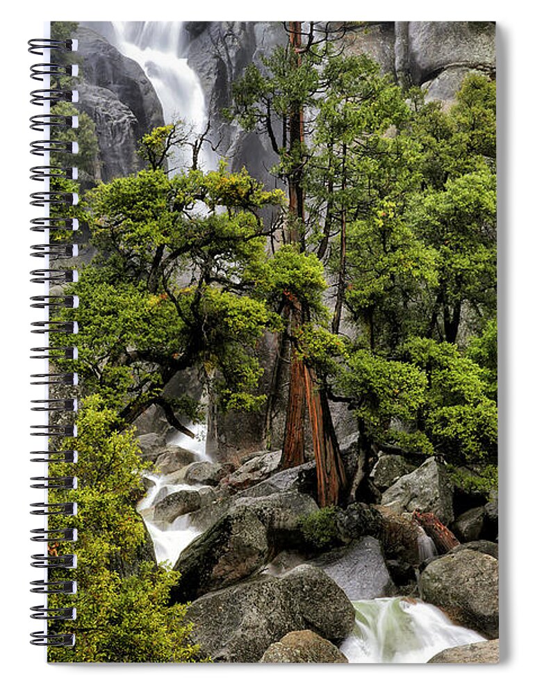  Spiral Notebook featuring the photograph The Slide Waterfall - Yosemite National Park by William Rainey