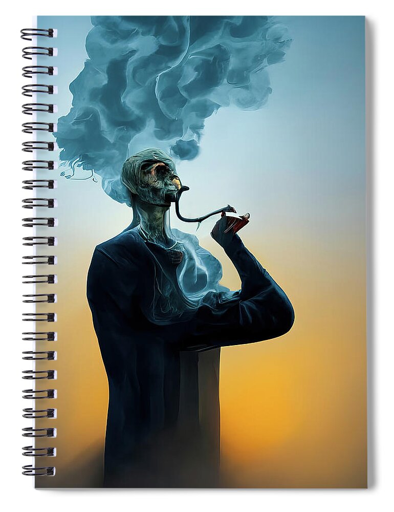 Smoker Spiral Notebook featuring the digital art The Smoker 01 Surreal and Quirky by Matthias Hauser