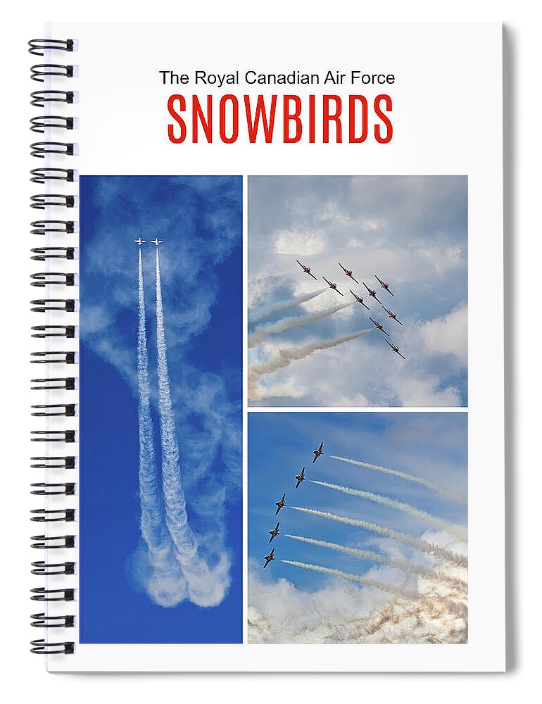 Acrobatic Flight Spiral Notebook featuring the photograph The Snowbirds collage by Tatiana Travelways