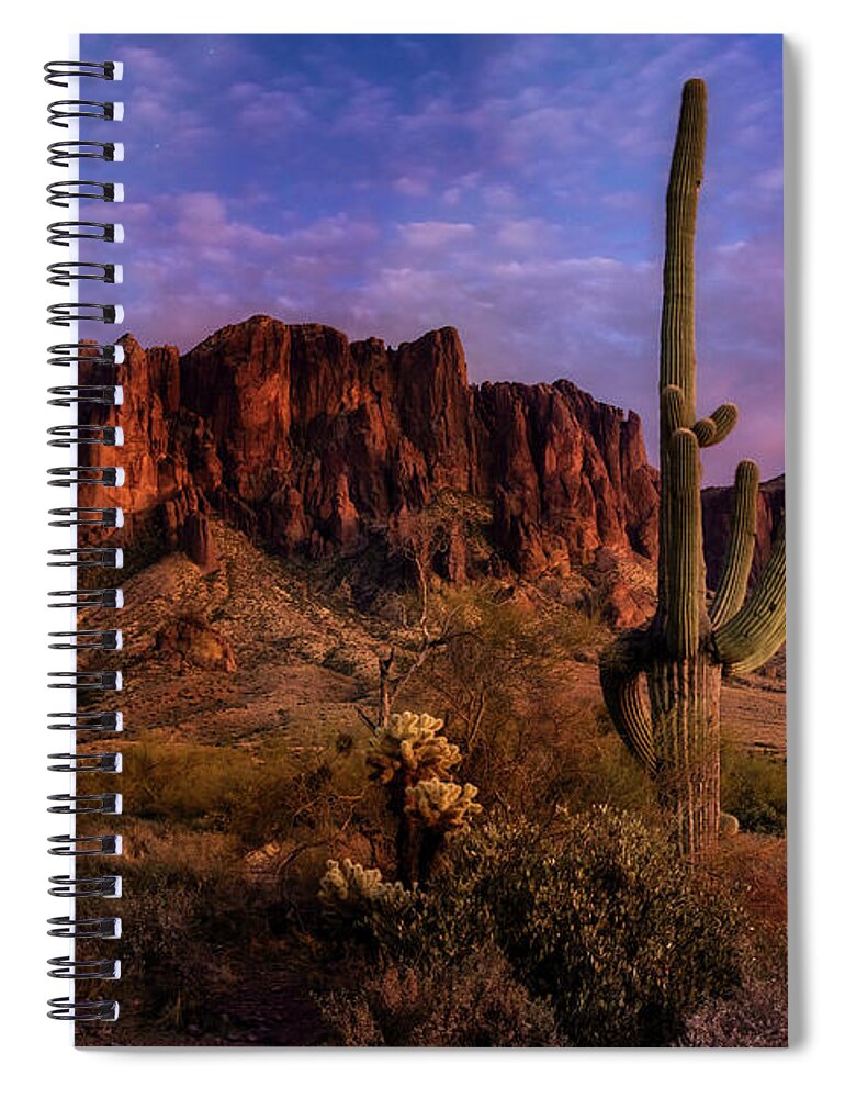 Twilight Spiral Notebook featuring the photograph The Sonoran Blue Hour by Saija Lehtonen