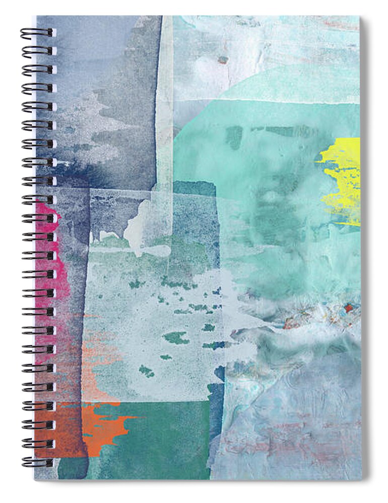 Abstract Spiral Notebook featuring the painting The Sound Of Ice - Modern Pastel Blue Abstract Art Painting by Modern Abstract