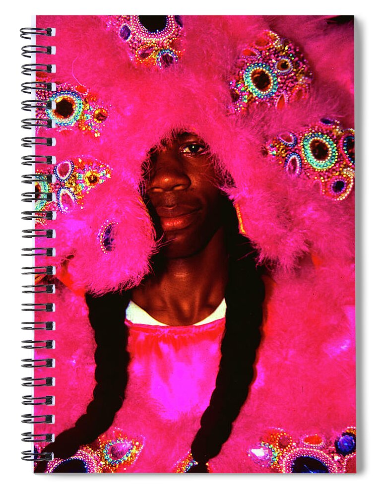 Mardi Gras Spiral Notebook featuring the photograph The Spy Boy - Mardi Gras Black Indian Parade, New Orleans by Earth And Spirit