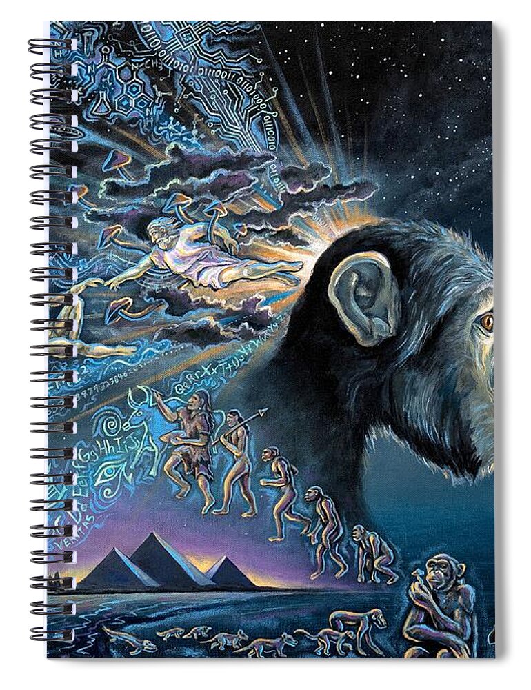 Mushroom Spiral Notebook featuring the painting The Stoned Ape Theory by Jim Figora