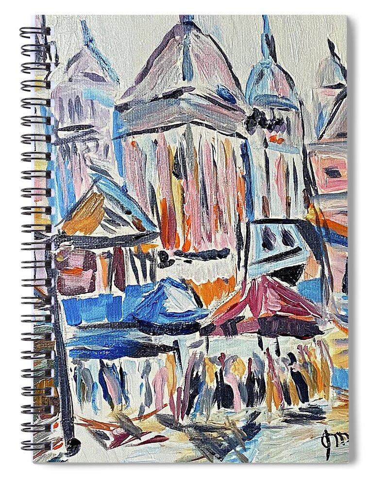 Paris Spiral Notebook featuring the painting The Streets of Paris by John Macarthur