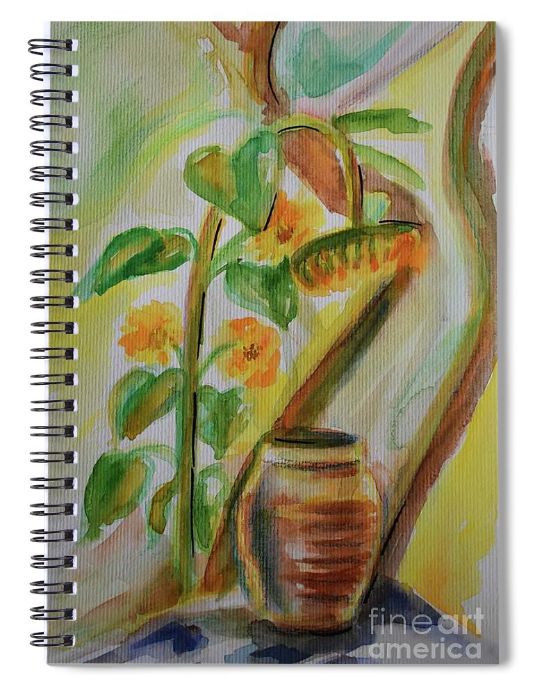 Painting Spiral Notebook featuring the painting The Sunflower dreams In The Shade by Leonida Arte