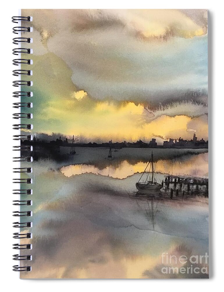 The Sunset Spiral Notebook featuring the painting The sunset by Han in Huang wong