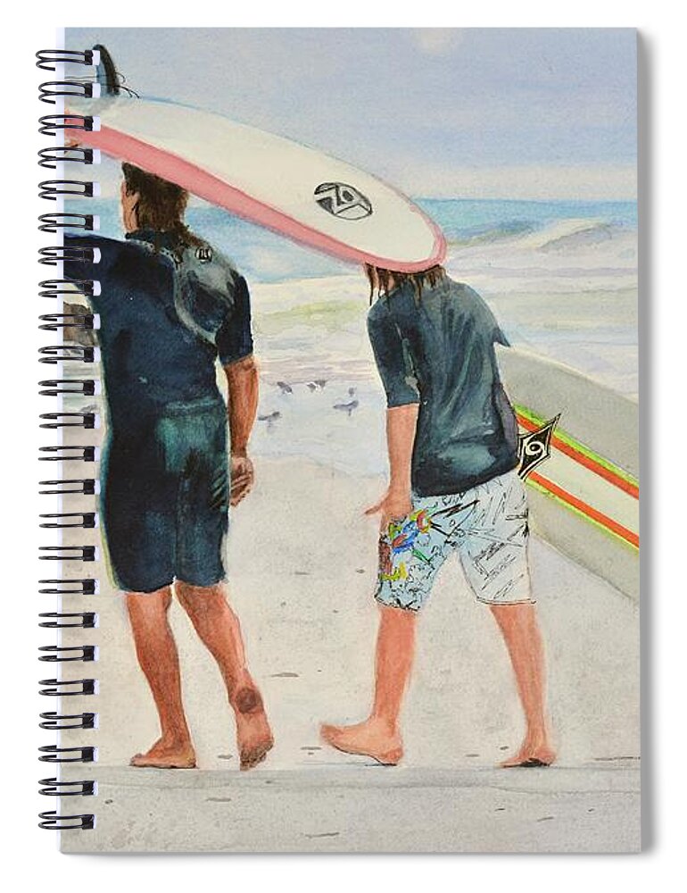 Stone Harbor Nj Art Spiral Notebook featuring the painting The Surf Lesson by Patty Kay Hall