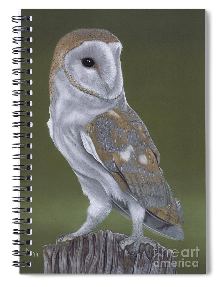 Owl Spiral Notebook featuring the painting The Thinker by Karie-ann Cooper