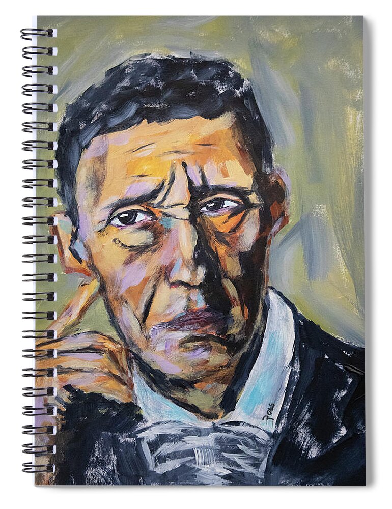 Man Spiral Notebook featuring the painting The Thinker by Mark Ross