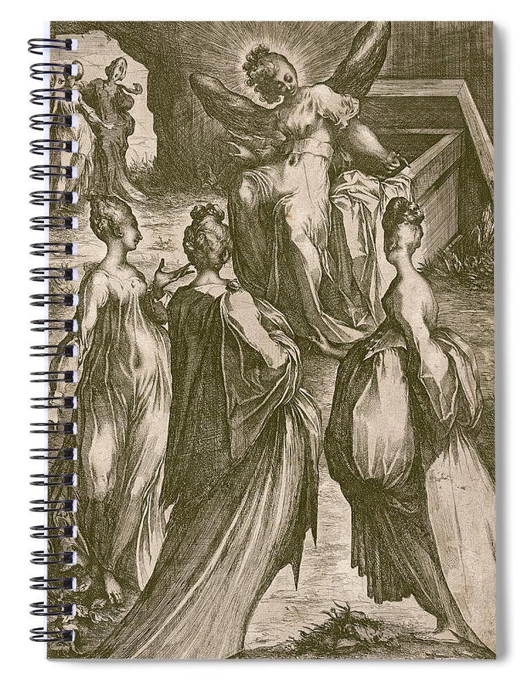 Jacques Bellange Spiral Notebook featuring the drawing The Three Marys at the Tomb by Jacques Bellange