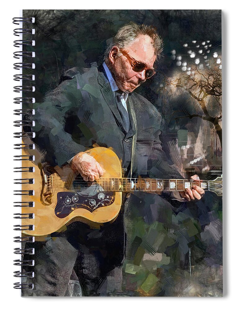 John Prine Spiral Notebook featuring the mixed media The Tree of Forgiveness by Mal Bray