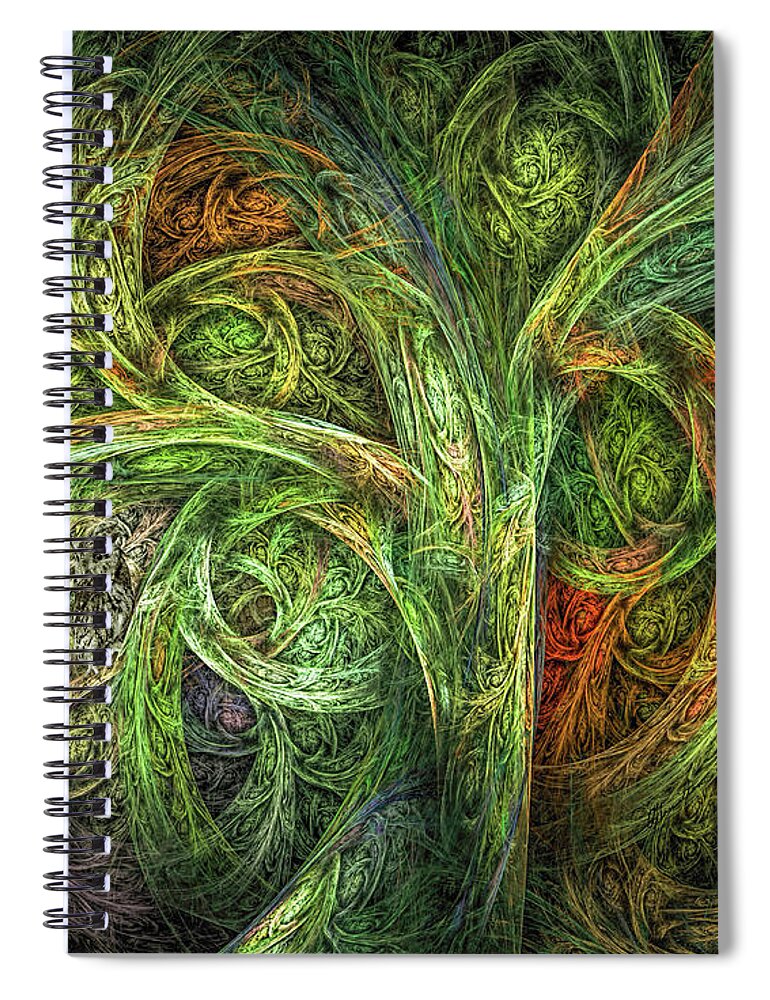 Tree Of Life Spiral Notebook featuring the digital art The Tree Of Life And Two Wise Owls by Olga Hamilton