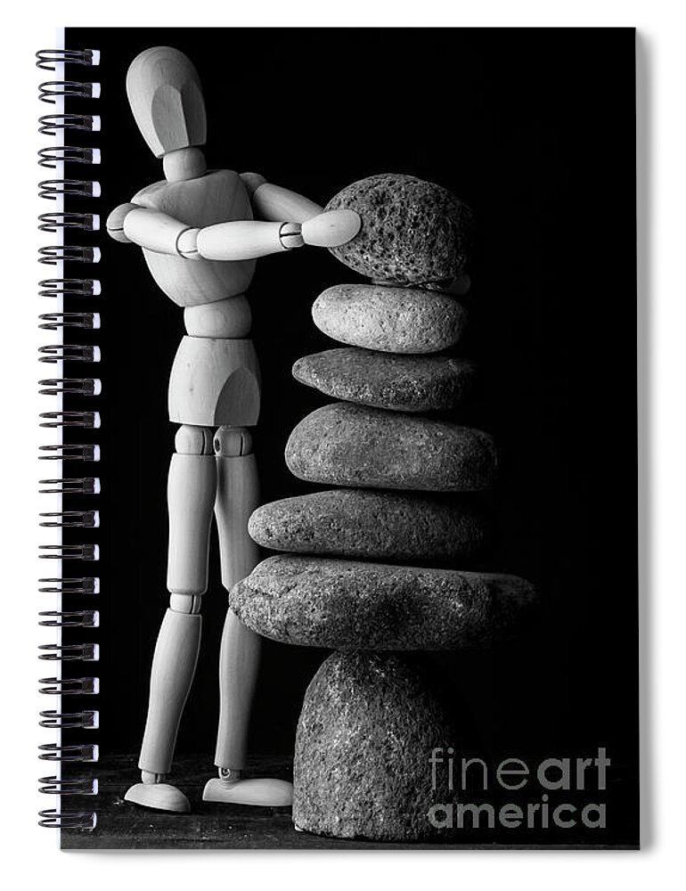 Black And White Spiral Notebook featuring the photograph The Triumph of Sisyphus by Holly Ross