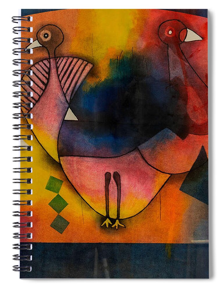 African Art. African Spiral Notebook featuring the painting The Two Of Us by Winston Saoli 1950-1995