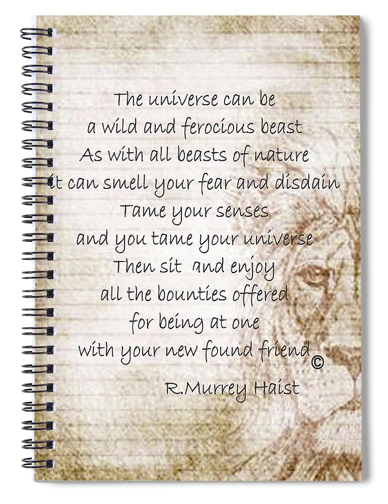 Poems Spiral Notebook featuring the pyrography The Universe by Ron Haist